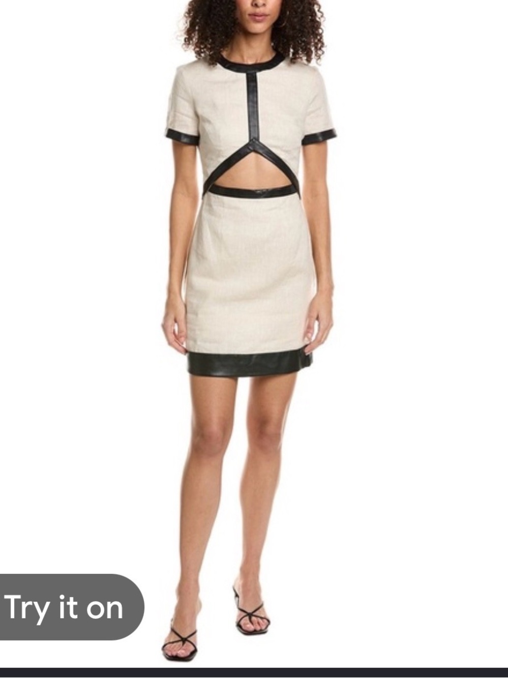 STAUD mini Perla linen cutout dress